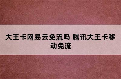 大王卡网易云免流吗 腾讯大王卡移动免流